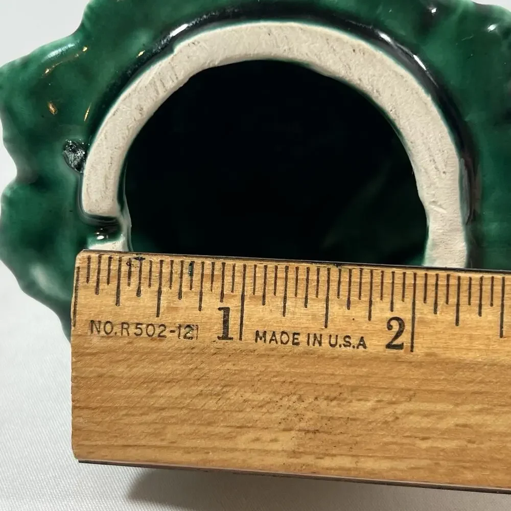 Vintage Mini Small Ceramic Tree Top Green Light Bulb Holes 4” Butterfly